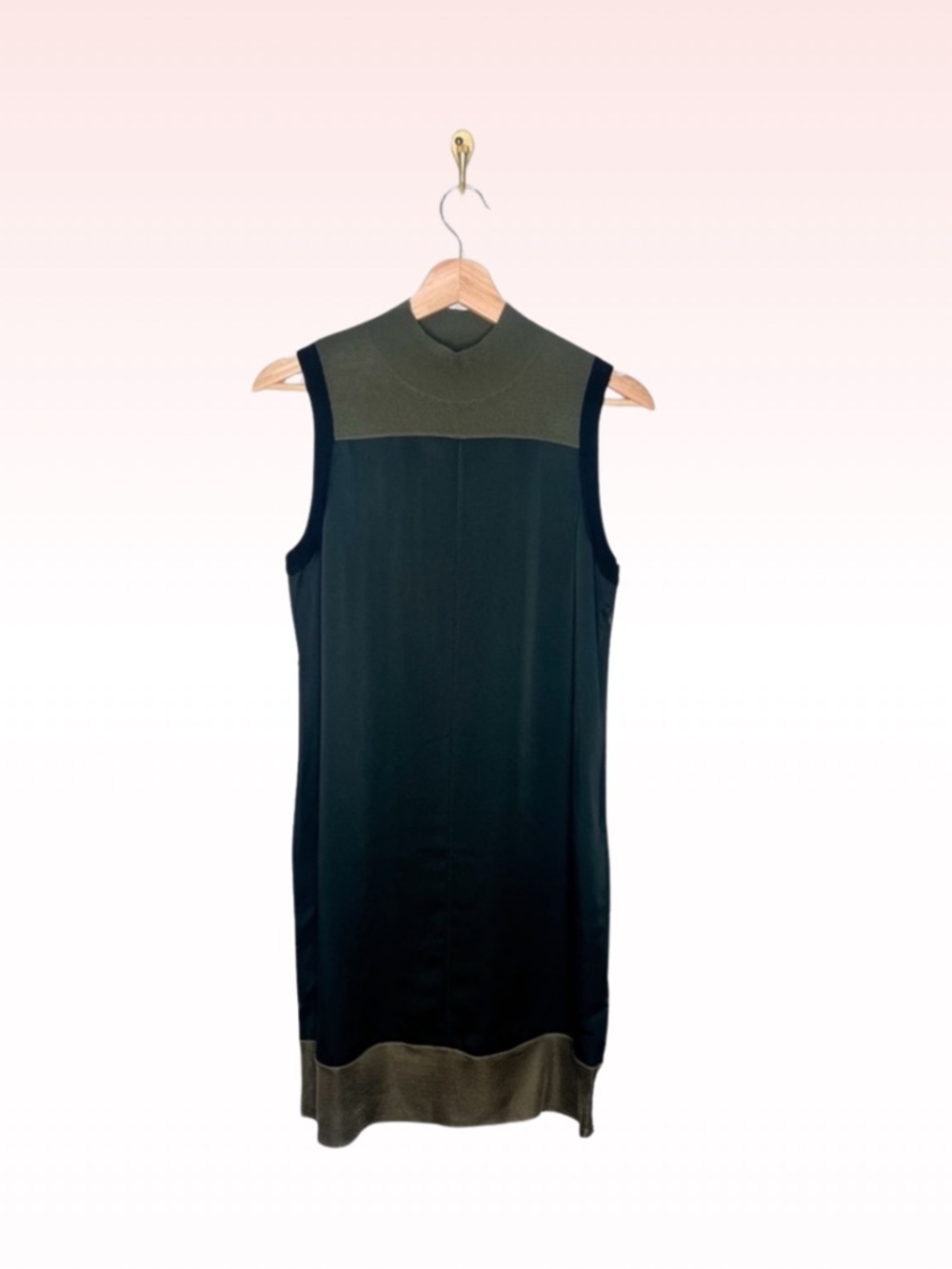 RAG & BONE Vivienne Color Block Mock Neck Dress Black & Green (Sz S) - Picture 2 of 6